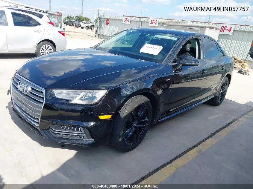 2017 Audi A4 2.0T Season Of Audi Ultra Premium VIN: WAUKMAF49HN057757 Lot: 40483480