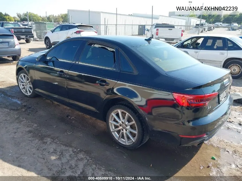 2017 Audi A4 2.0T Premium VIN: WAUANAF4XHN042239 Lot: 40589910