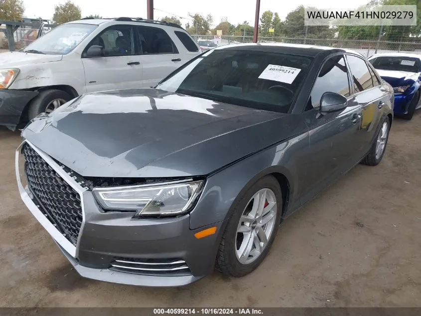 2017 Audi A4 2.0T Premium VIN: WAUANAF41HN029279 Lot: 40599214