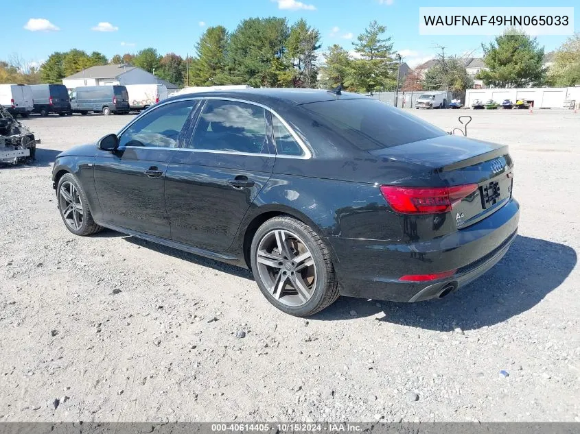 WAUFNAF49HN065033 2017 Audi A4 2.0T Premium