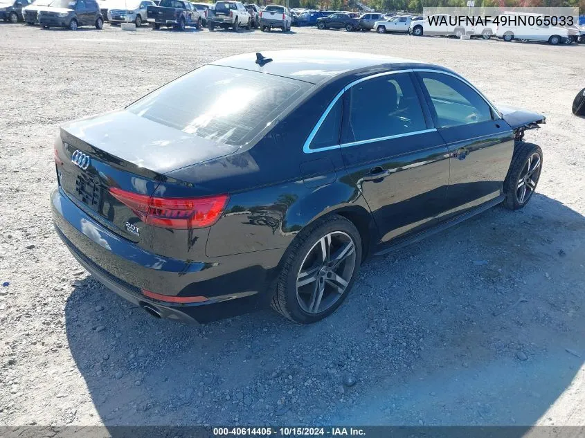 WAUFNAF49HN065033 2017 Audi A4 2.0T Premium