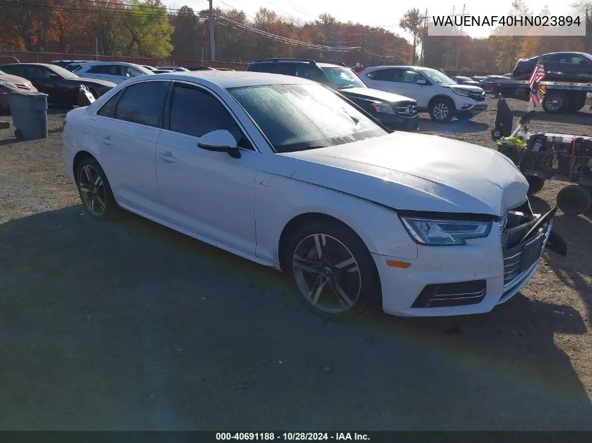 2017 Audi A4 2.0T Premium VIN: WAUENAF40HN023894 Lot: 40691188