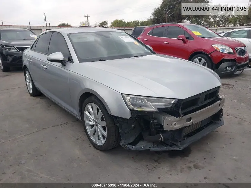 2017 Audi A4 2.0T Premium VIN: WAUANAF44HN001296 Lot: 40715998