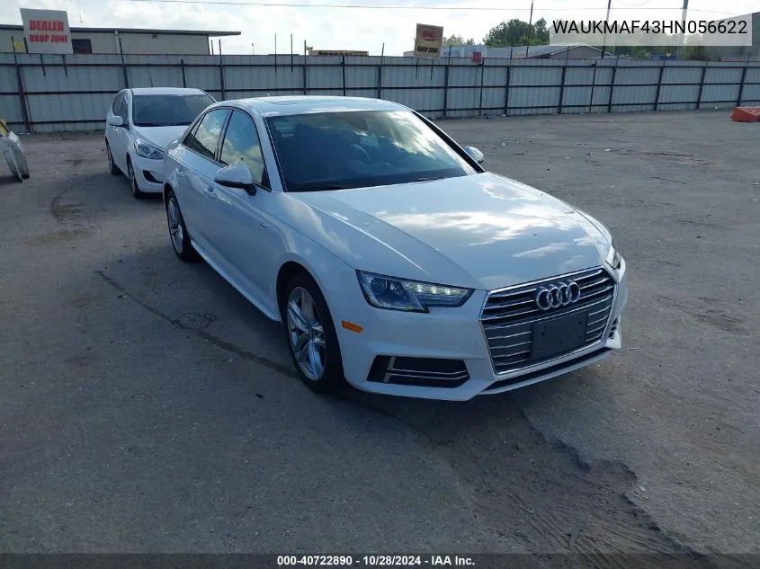 2017 Audi A4 2.0T Season Of Audi Ultra Premium VIN: WAUKMAF43HN056622 Lot: 40722890