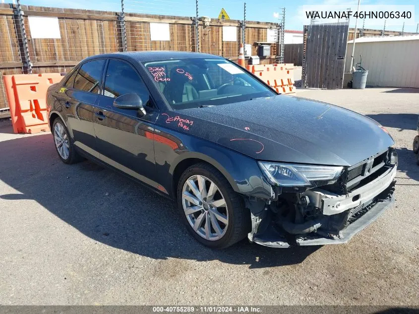 2017 Audi A4 2.0T Premium VIN: WAUANAF46HN006340 Lot: 40755289