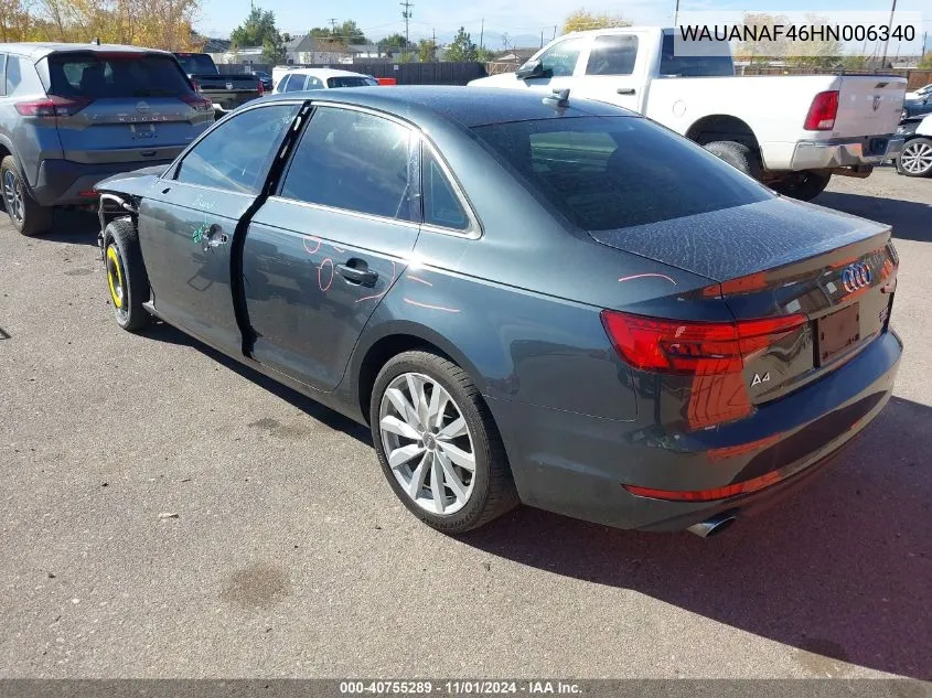 2017 Audi A4 2.0T Premium VIN: WAUANAF46HN006340 Lot: 40755289