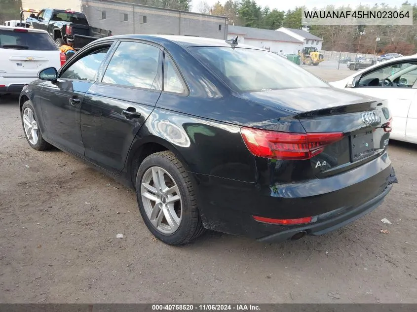 2017 Audi A4 2.0T Premium VIN: WAUANAF45HN023064 Lot: 40758520