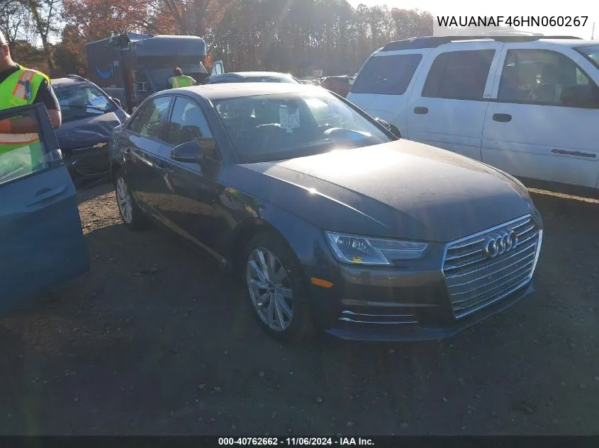 2017 Audi A4 2.0T Premium VIN: WAUANAF46HN060267 Lot: 40762662