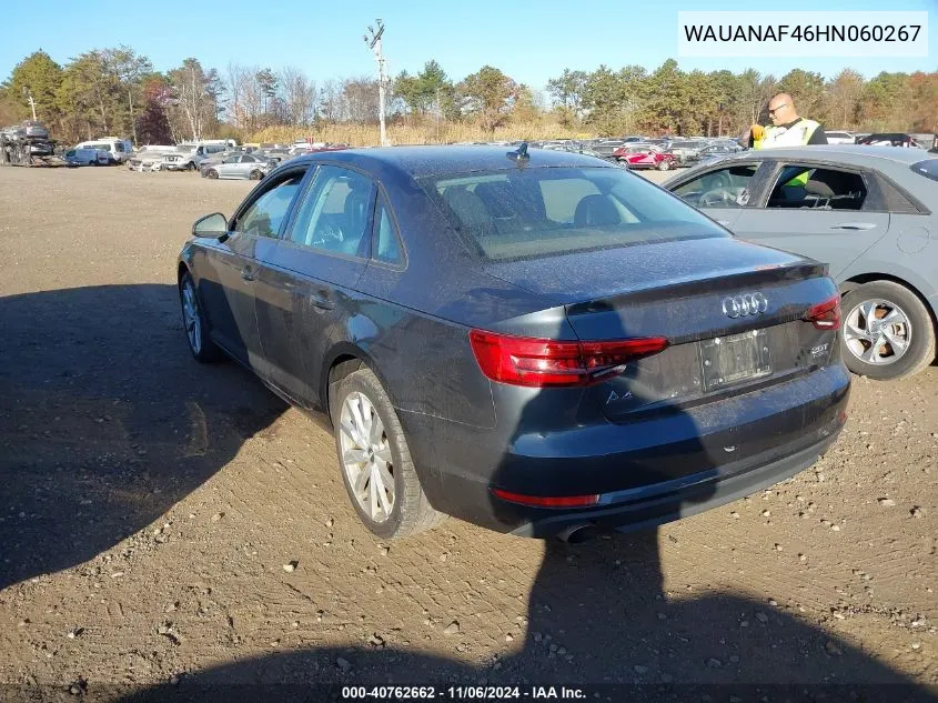 2017 Audi A4 2.0T Premium VIN: WAUANAF46HN060267 Lot: 40762662