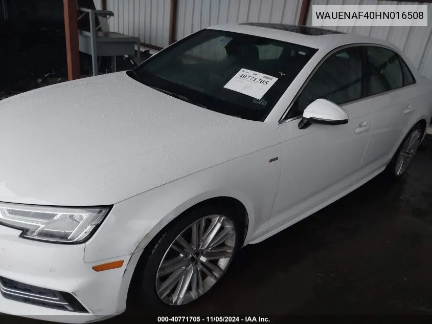 2017 Audi A4 2.0T Premium VIN: WAUENAF40HN016508 Lot: 40771705