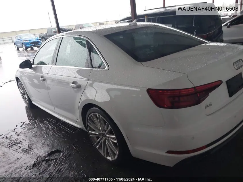 2017 Audi A4 2.0T Premium VIN: WAUENAF40HN016508 Lot: 40771705