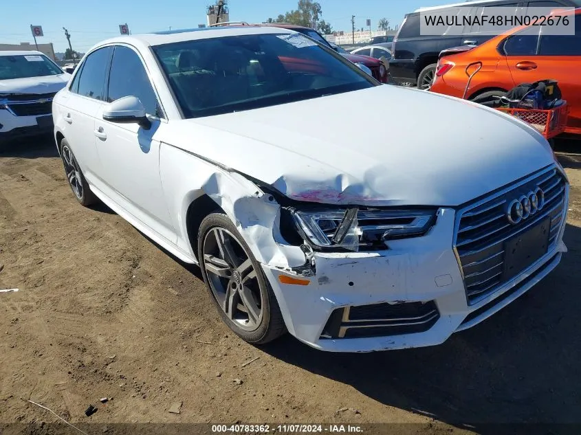 2017 Audi A4 2.0T Premium VIN: WAULNAF48HN022676 Lot: 40783362