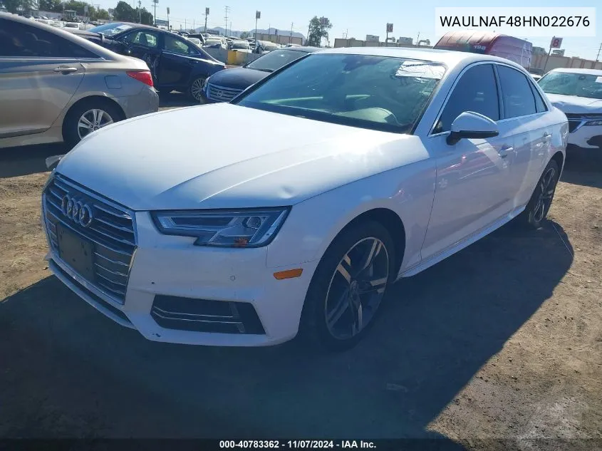 2017 Audi A4 2.0T Premium VIN: WAULNAF48HN022676 Lot: 40783362