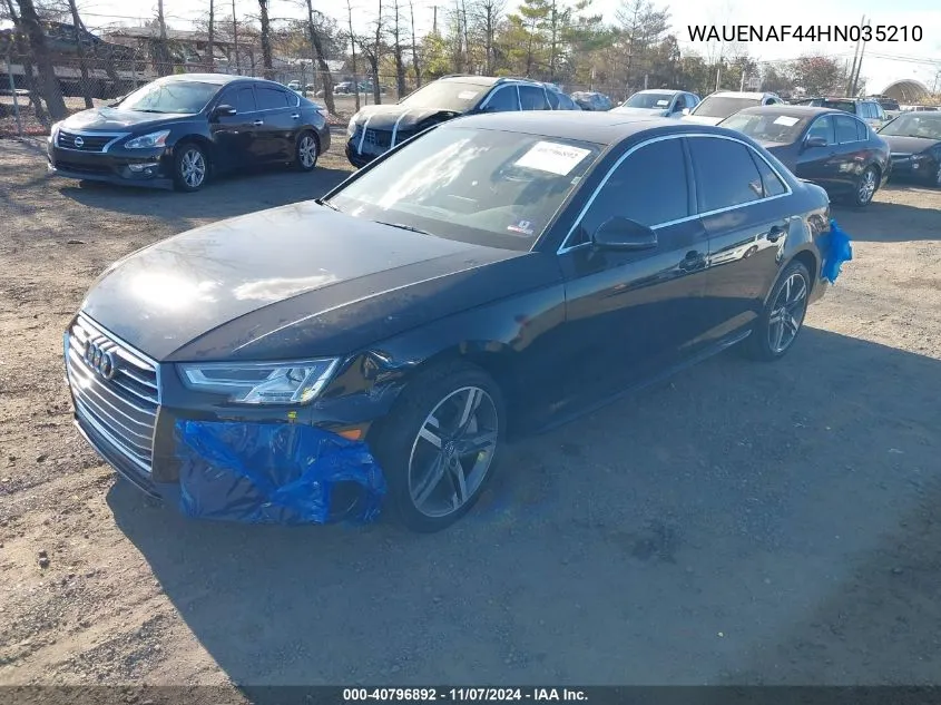 2017 Audi A4 2.0T Premium VIN: WAUENAF44HN035210 Lot: 40796892