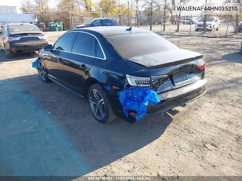 2017 Audi A4 2.0T Premium VIN: WAUENAF44HN035210 Lot: 40796892