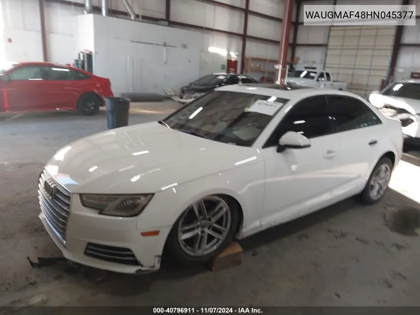 2017 Audi A4 2.0T Ultra Premium VIN: WAUGMAF48HN045377 Lot: 40796911