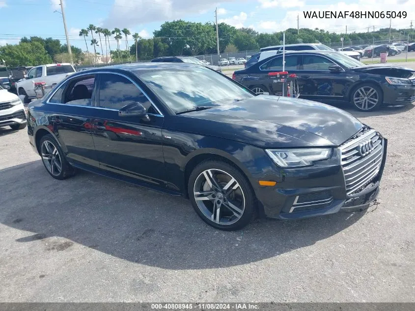 2017 Audi A4 2.0T Premium VIN: WAUENAF48HN065049 Lot: 40808945