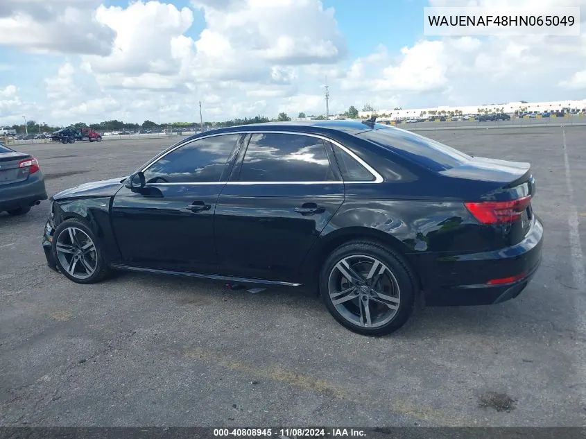 2017 Audi A4 2.0T Premium VIN: WAUENAF48HN065049 Lot: 40808945