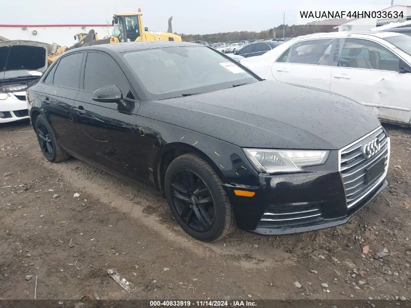 2017 Audi A4 2.0T Premium VIN: WAUANAF44HN033634 Lot: 40833919