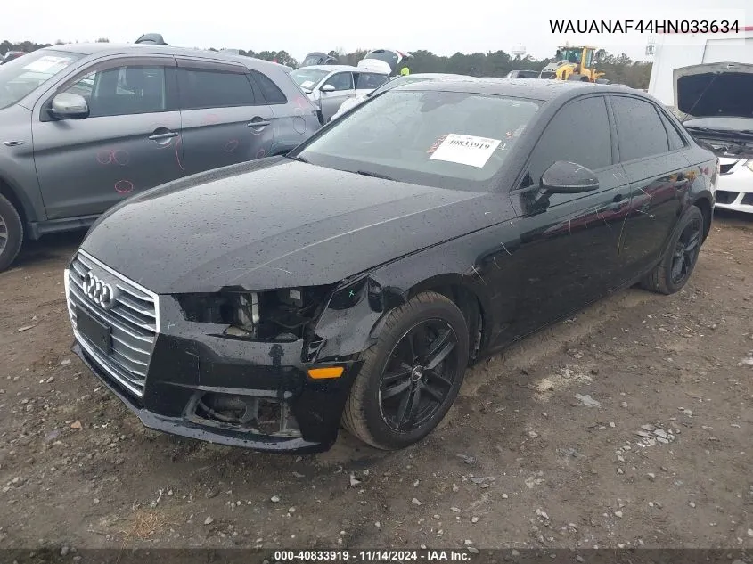 2017 Audi A4 2.0T Premium VIN: WAUANAF44HN033634 Lot: 40833919