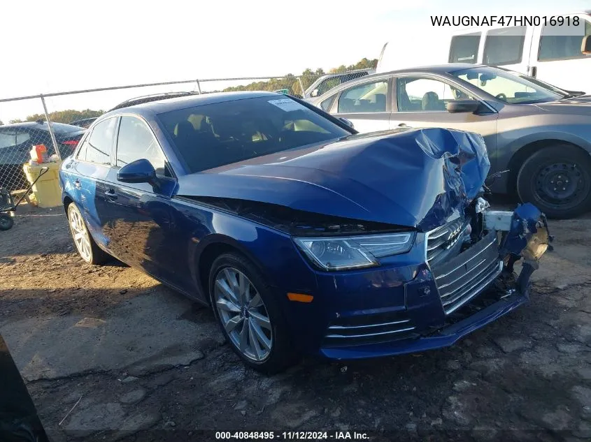 2017 Audi A4 2.0T Premium VIN: WAUGNAF47HN016918 Lot: 40848495