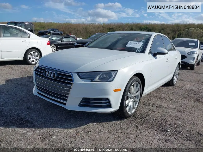 2017 Audi A4 2.0T Ultra Premium VIN: WAUGMAF45HN048804 Lot: 40856646