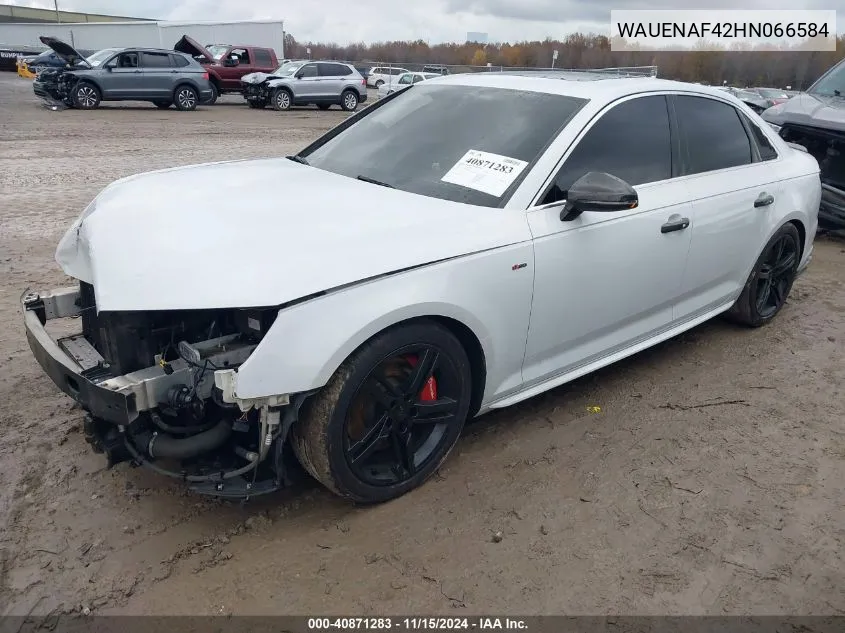 2017 Audi A4 2.0T Premium VIN: WAUENAF42HN066584 Lot: 40871283