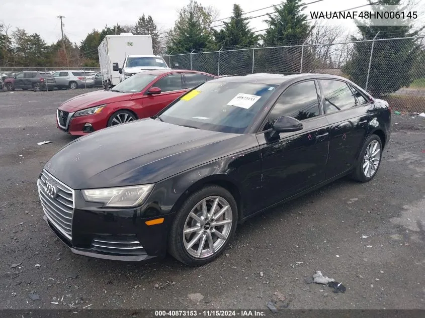 2017 Audi A4 2.0T Premium VIN: WAUANAF48HN006145 Lot: 40873153