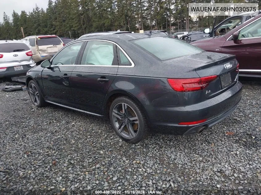 2017 Audi A4 Premium Plus VIN: WAUENAF48HN030575 Lot: 40878622