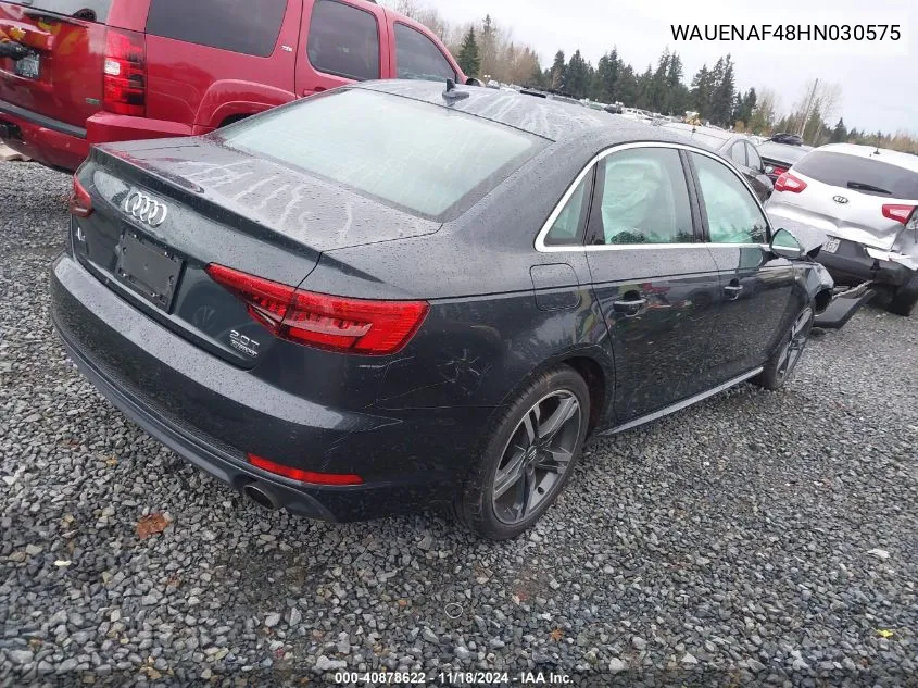 2017 Audi A4 Premium Plus VIN: WAUENAF48HN030575 Lot: 40878622