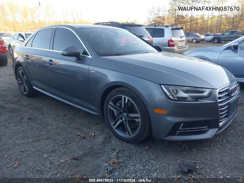 2017 Audi A4 2.0T Premium VIN: WAUFNAF4XHN057670 Lot: 40879833