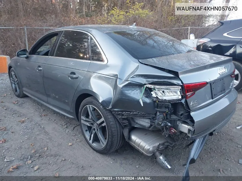 2017 Audi A4 2.0T Premium VIN: WAUFNAF4XHN057670 Lot: 40879833