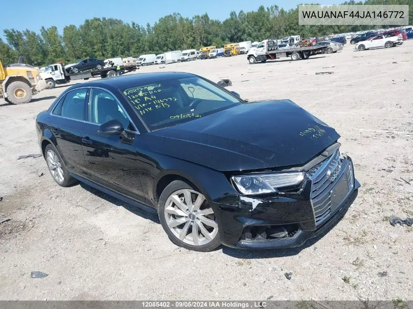 WAUANAF44JA146772 2018 Audi A4 Sedan