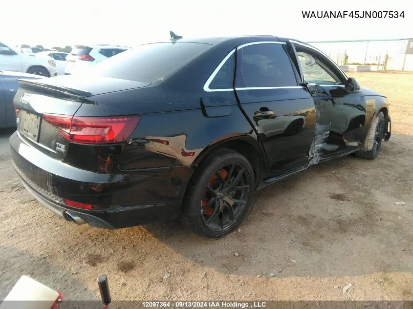 WAUANAF45JN007534 2018 Audi A4 Sedan