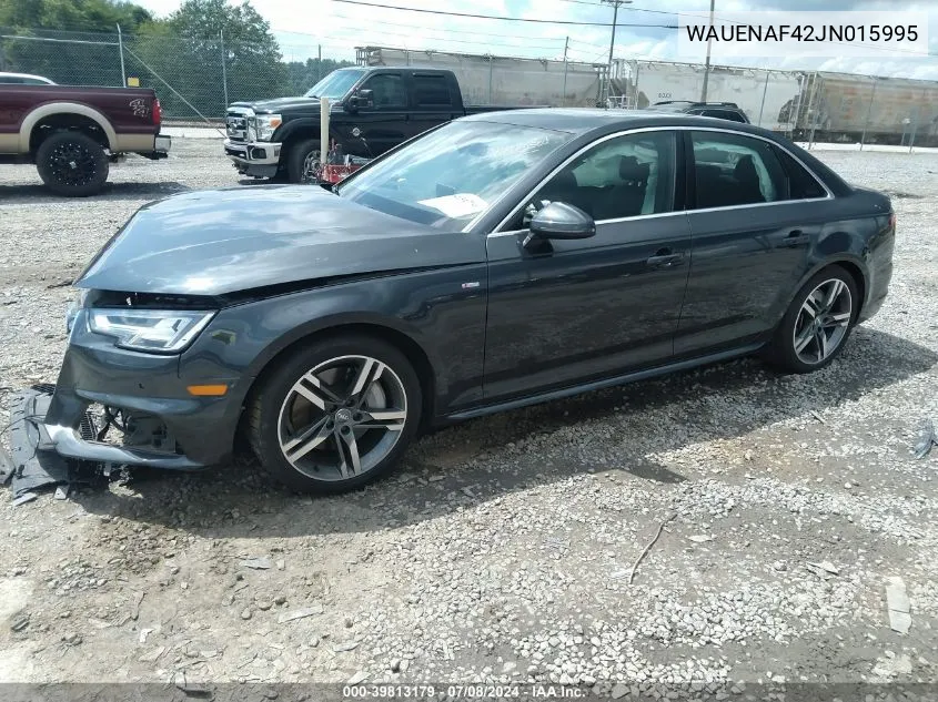 2018 Audi A4 2.0T Tech Premium VIN: WAUENAF42JN015995 Lot: 39813179