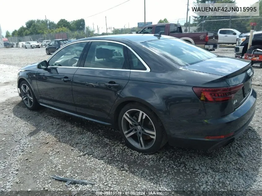 2018 Audi A4 2.0T Tech Premium VIN: WAUENAF42JN015995 Lot: 39813179