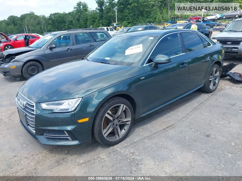 WAUENAF43JA054618 2018 Audi A4 2.0T Premium/2.0T Tech Premium