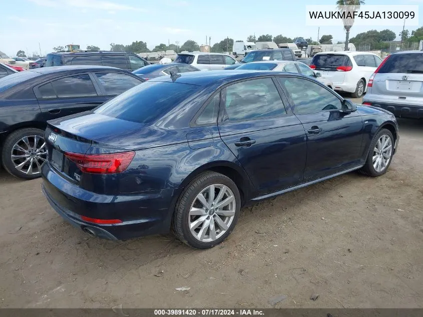 2018 Audi A4 2.0T Tech Ultra Premium/2.0T Ultra Premium VIN: WAUKMAF45JA130099 Lot: 39891420