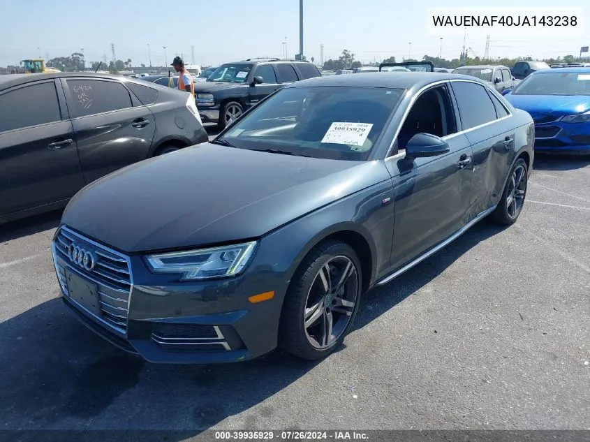 WAUENAF40JA143238 2018 Audi A4 2.0T Premium/2.0T Tech Premium