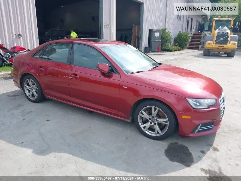 WAUNNAF41JA030687 2018 Audi A4 2.0T Premium/2.0T Tech Premium