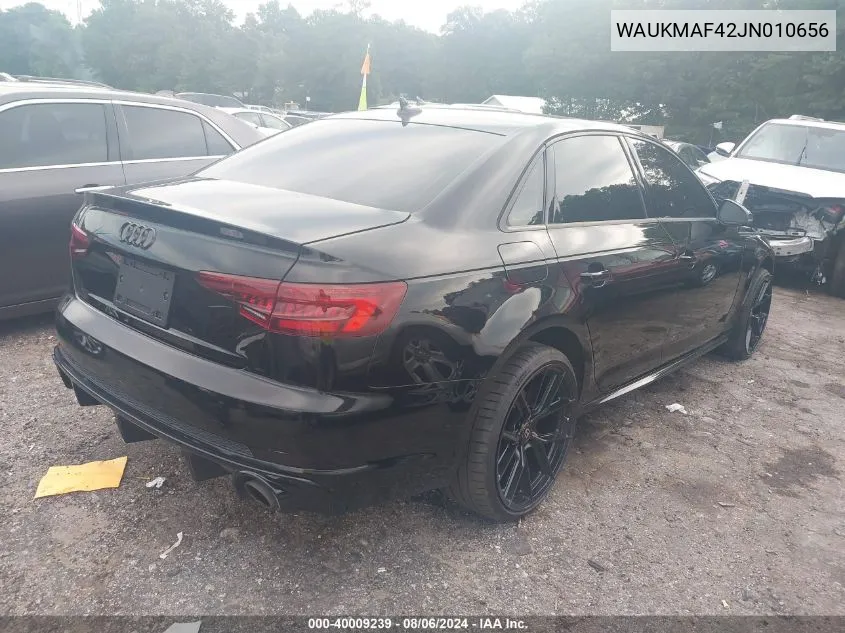 2018 Audi A4 2.0T Tech Ultra Premium VIN: WAUKMAF42JN010656 Lot: 40009239