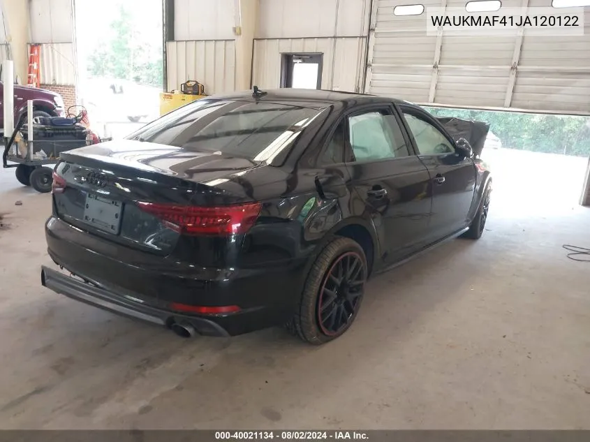 2018 Audi A4 2.0T Tech Ultra Premium/2.0T Ultra Premium VIN: WAUKMAF41JA120122 Lot: 40021134