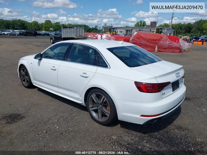 2018 Audi A4 2.0T Tech Ultra Premium/2.0T Ultra Premium VIN: WAULMAF43JA209470 Lot: 40112775