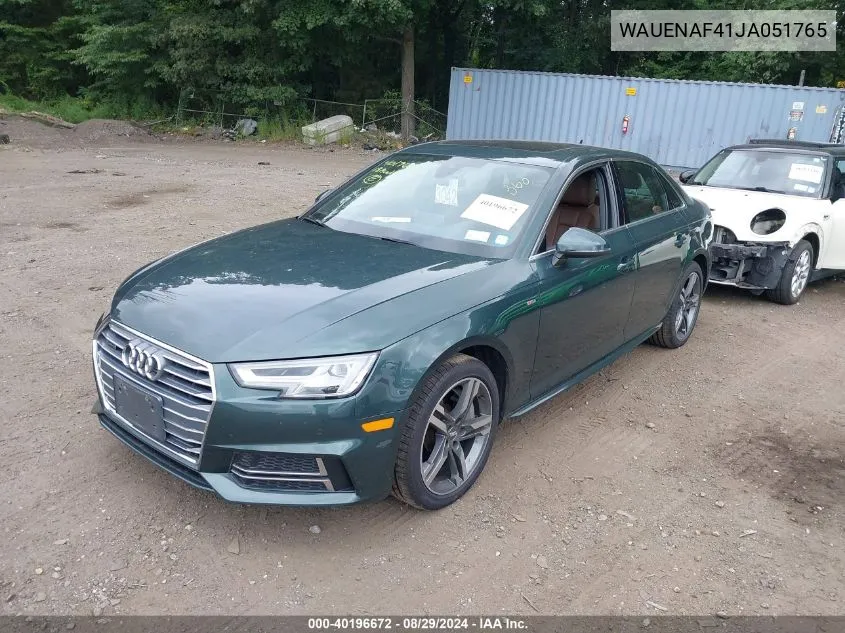 WAUENAF41JA051765 2018 Audi A4 2.0T Premium/2.0T Tech Premium