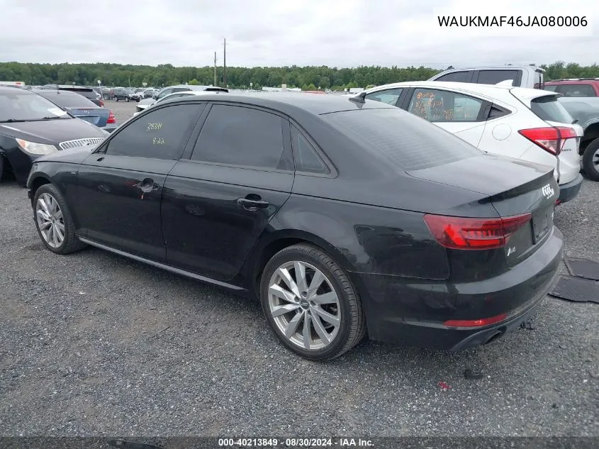 2018 Audi A4 2.0T Tech Ultra Premium/2.0T Ultra Premium VIN: WAUKMAF46JA080006 Lot: 40213849