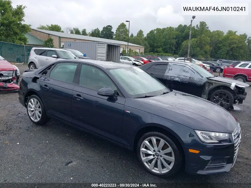 2018 Audi A4 2.0T Tech Ultra Premium/2.0T Ultra Premium VIN: WAUKMAF46JN010241 Lot: 40223223