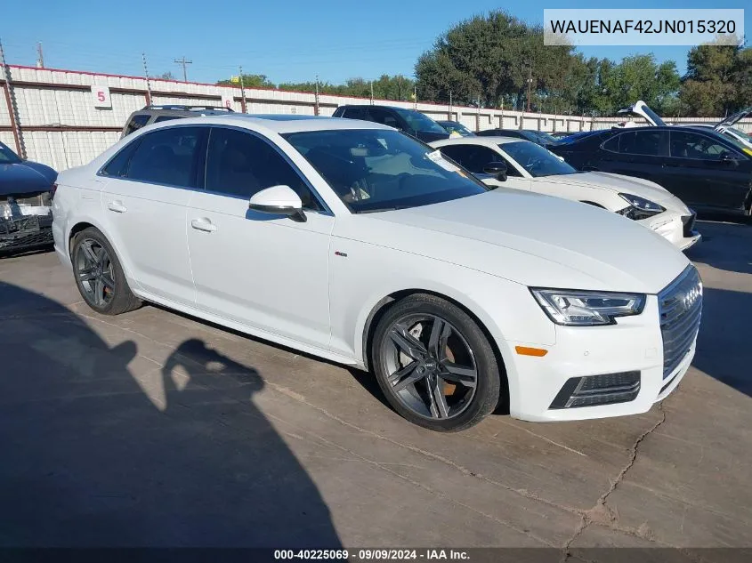 2018 Audi A4 2.0T Premium/2.0T Tech Premium VIN: WAUENAF42JN015320 Lot: 40225069