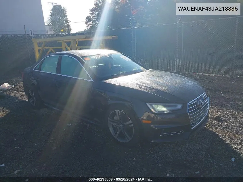 2018 Audi A4 2.0T Tech Premium VIN: WAUENAF43JA218885 Lot: 40295809