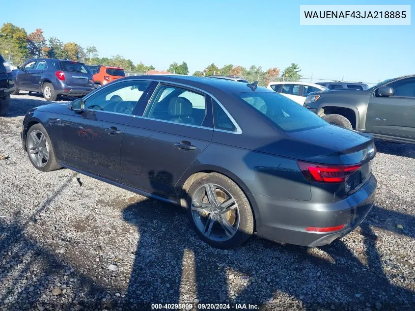 WAUENAF43JA218885 2018 Audi A4 2.0T Tech Premium