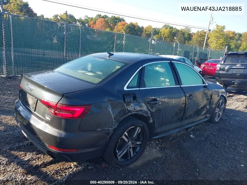 2018 Audi A4 2.0T Tech Premium VIN: WAUENAF43JA218885 Lot: 40295809